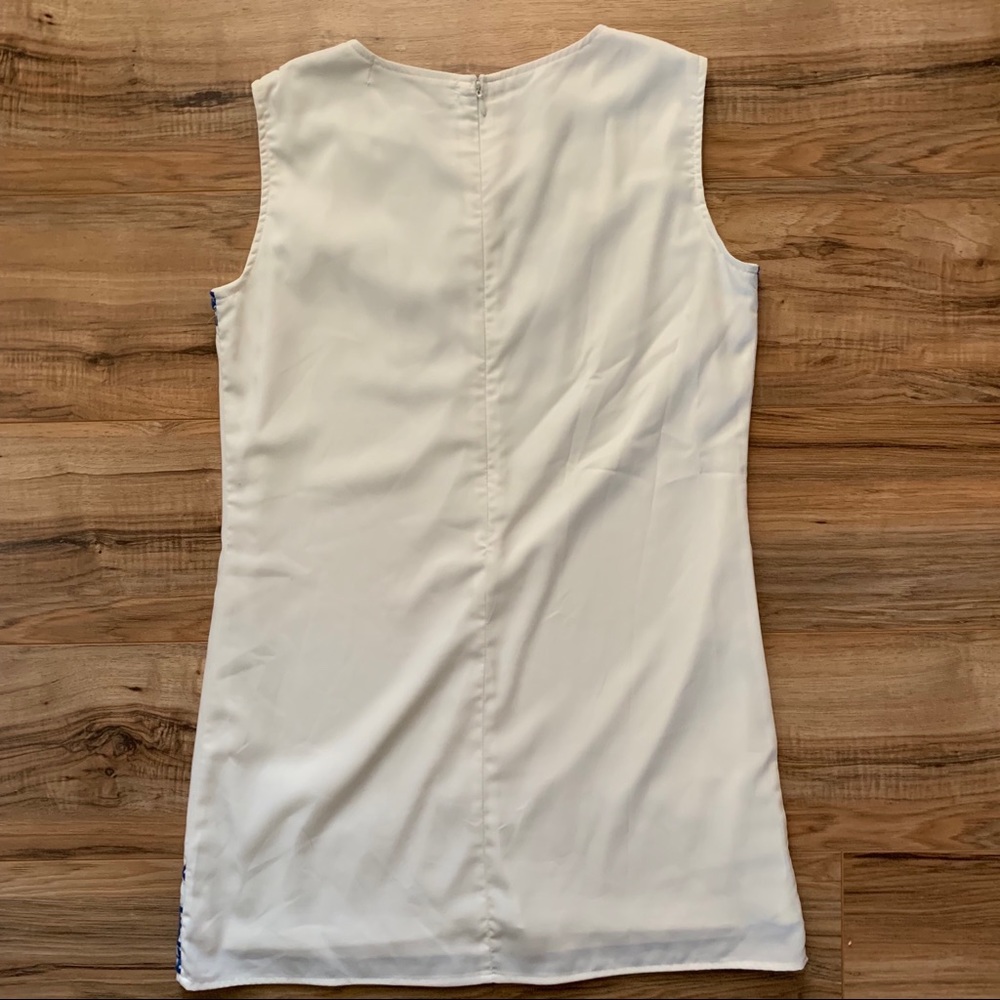 The Impeccable Pig Sleeveless White Dress W/ Blue - Picture 4 of 7